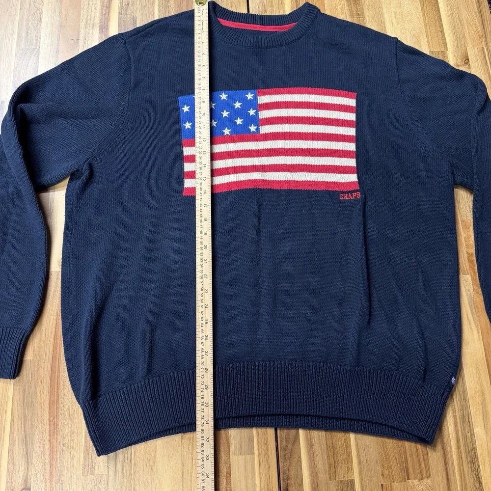 Vintage Style American Flag Knit Navy Blue Sweater Chaps by RALPH LAUREN Sz 3XLT